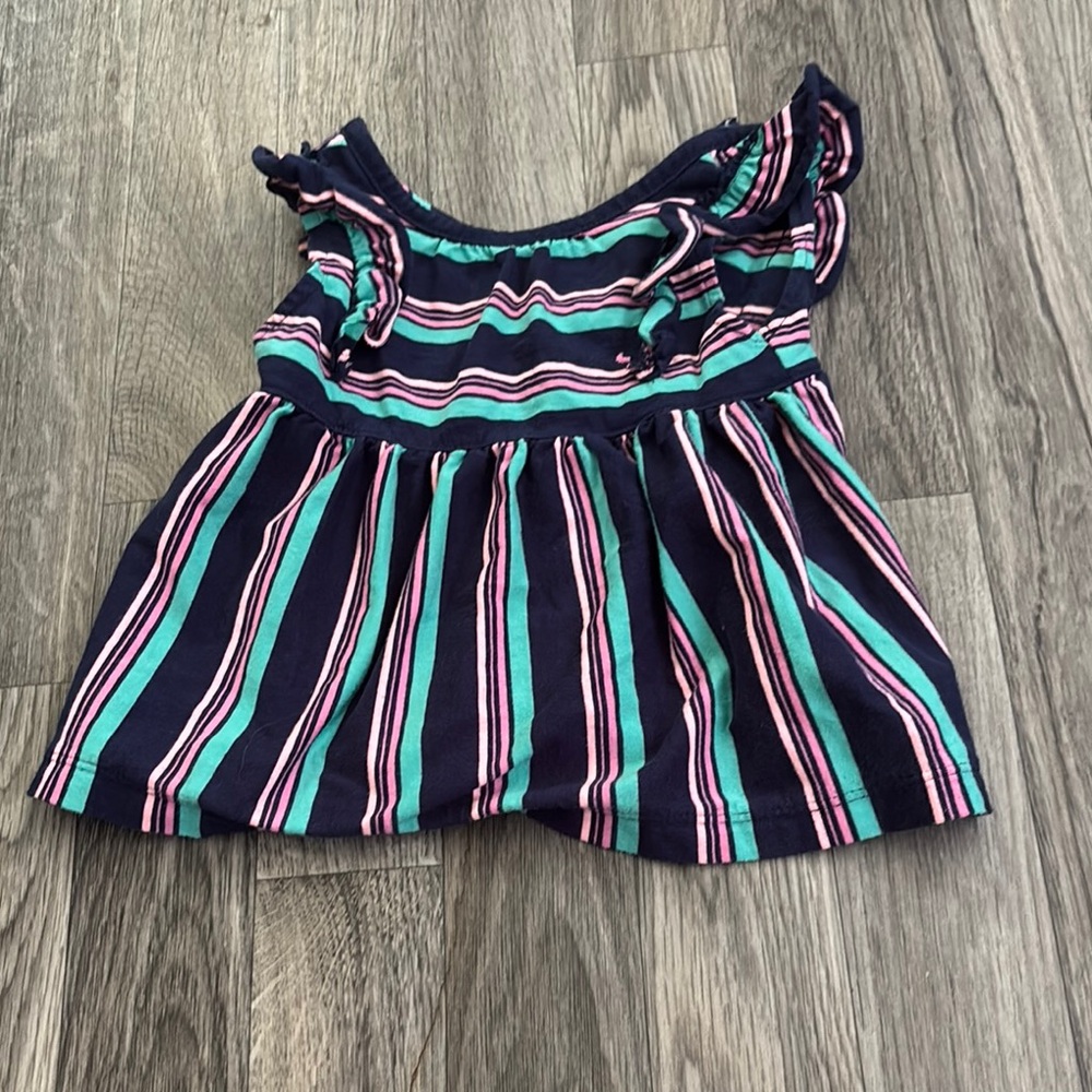 Carter's Blue and Pink Dress with Ruffled Blouse Design